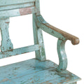 banco madera antiguo azul