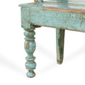 banco madera antiguo azul
