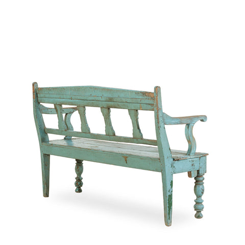 banco madera antiguo azul
