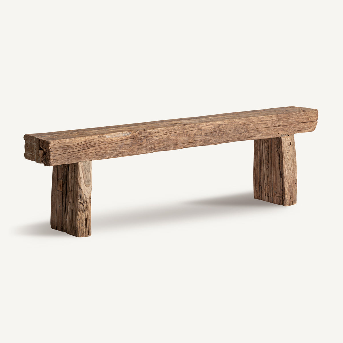 Banco Dodka — Madera de teca reciclada marrón envejecido