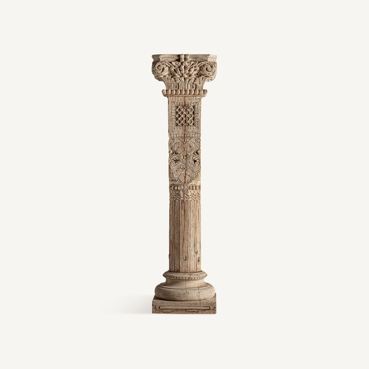 Columna Askale — Madera de teca marrón envejecido