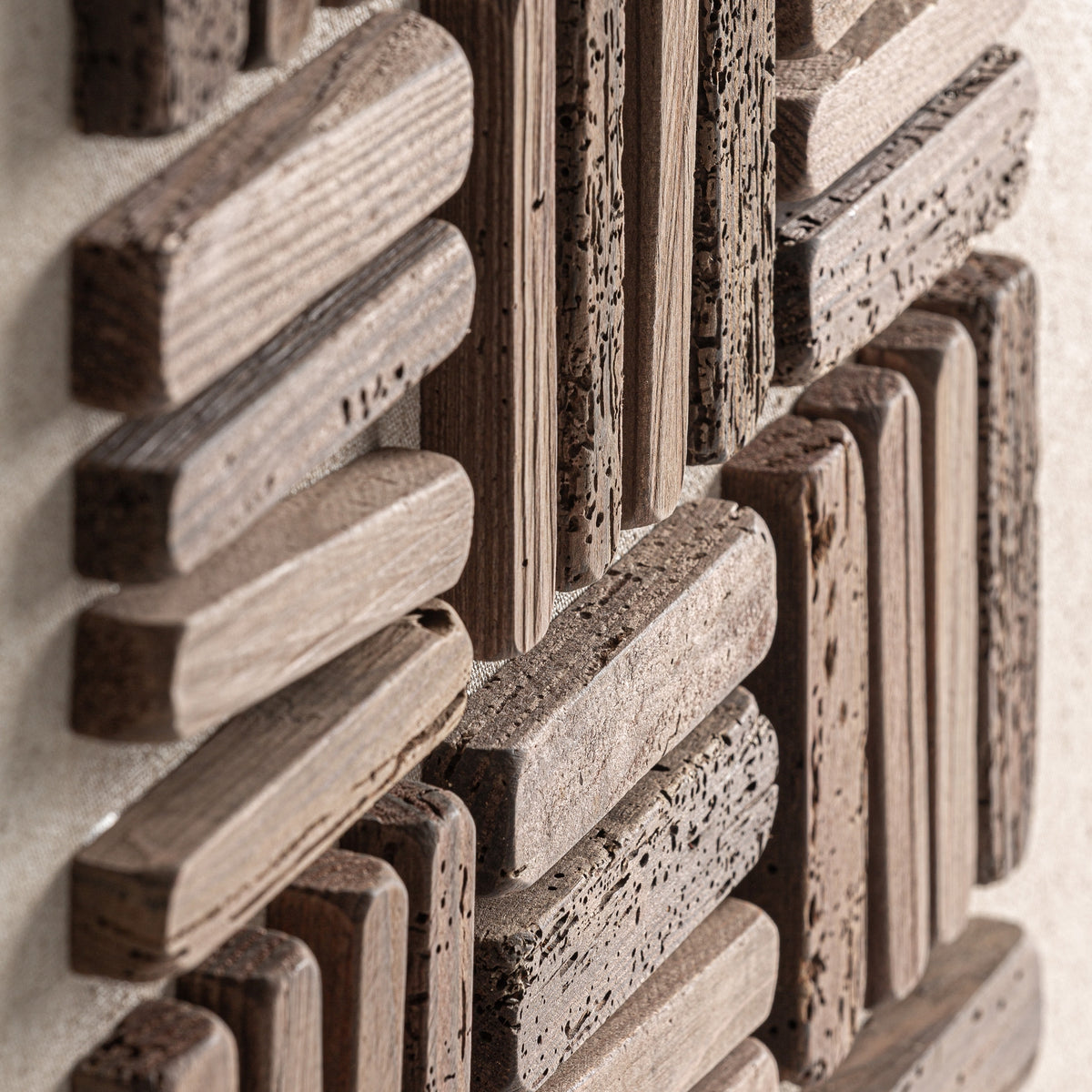Cuadro Lashe — Madera de pino reciclado marrón