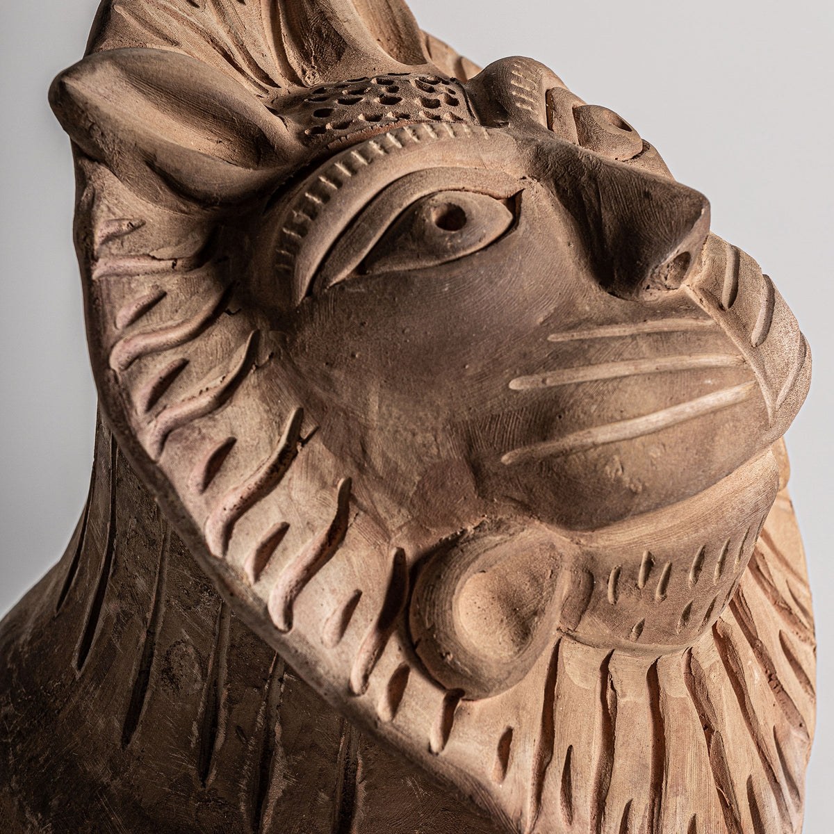Figura decorativa Lion — Terracota marrón natural