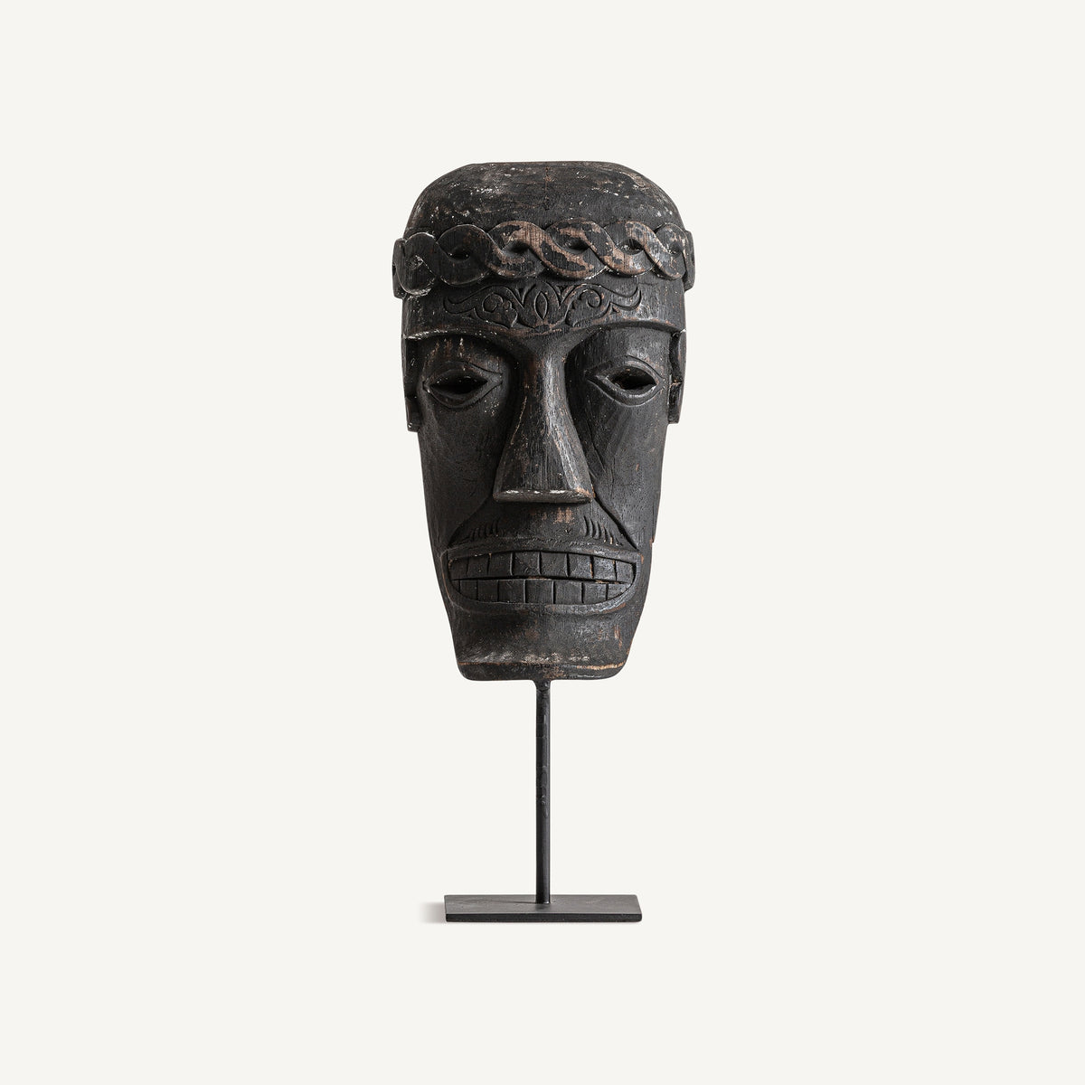 Figura étnica Lahan — Madera tropical marrón envejecido