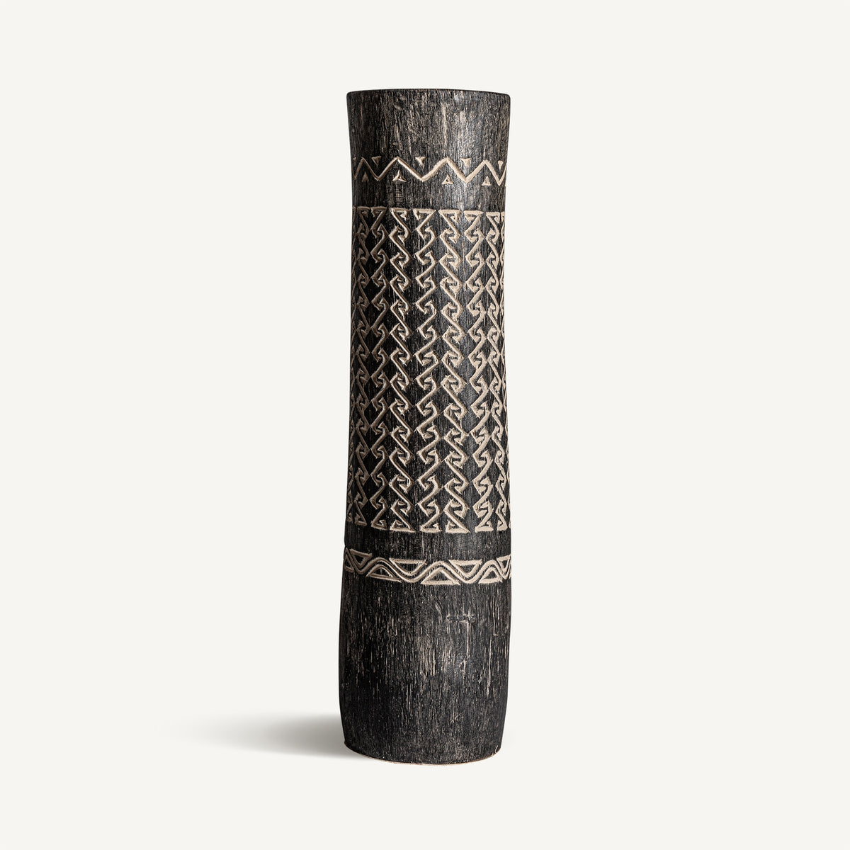 Jarrón Nantua — Madera palma tonos en marrón tallado