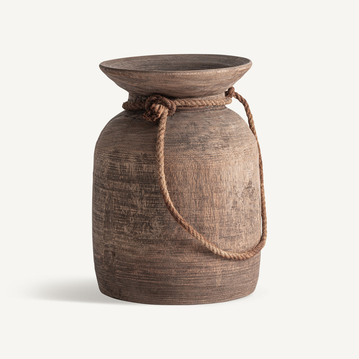 Jarrón Zaulle — Madera de teca reciclada marrón envejecido