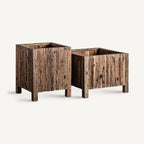 Macetero J/2 — Madera recuperada marrón