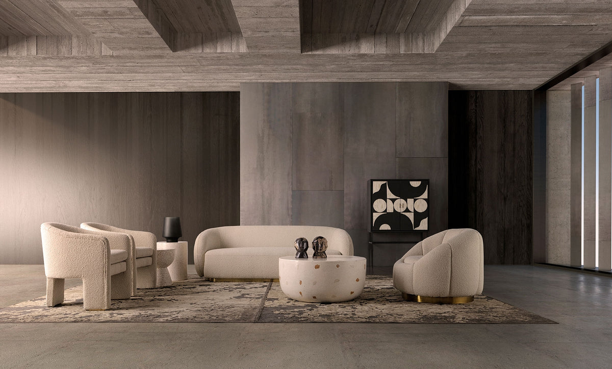 Mesa auxiliar Albenga — Terrazo blanco