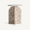 Mesa auxiliar Alessano — Mármol beige satinado