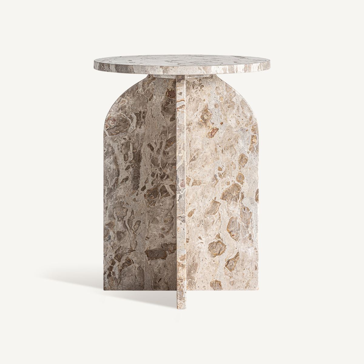 Mesa auxiliar Alessano — Mármol beige satinado