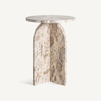 Mesa auxiliar Alessano — Mármol beige satinado