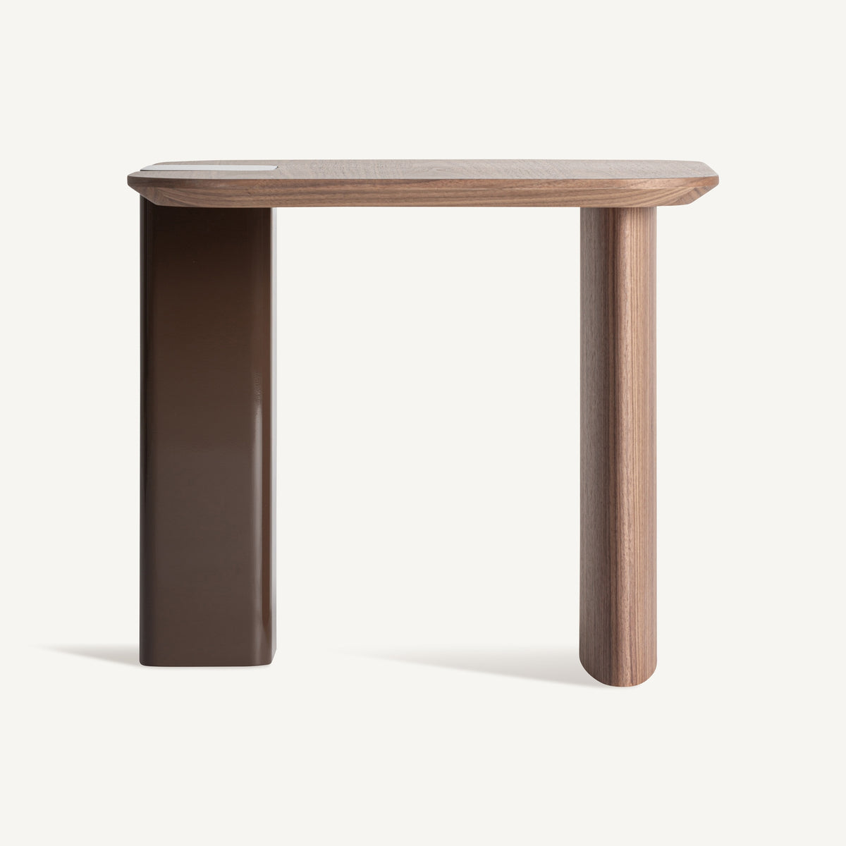 Mesa auxiliar Kuftein — Madera dm chocolate brillo