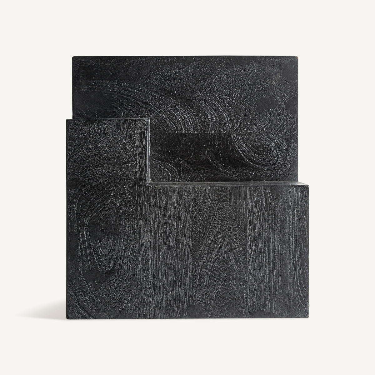 Mesa auxiliar Pètria — Madera de mango negro arenado