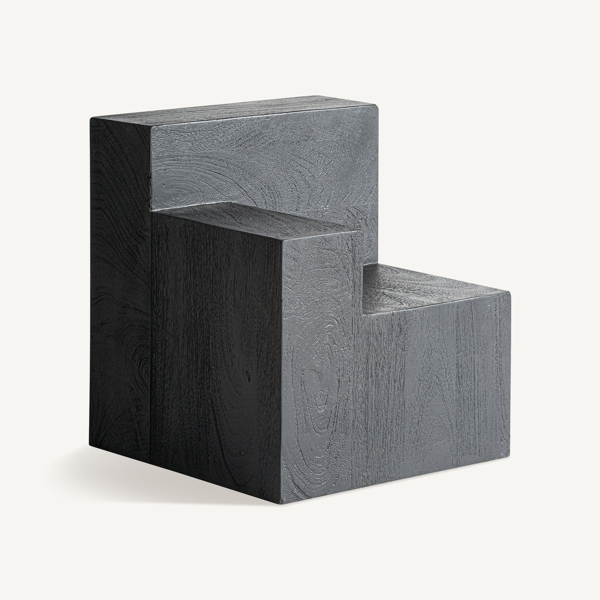 Mesa auxiliar Pètria — Madera de mango negro arenado