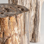 Mesa auxiliar Telti — Madera petrificada marrón envejecido