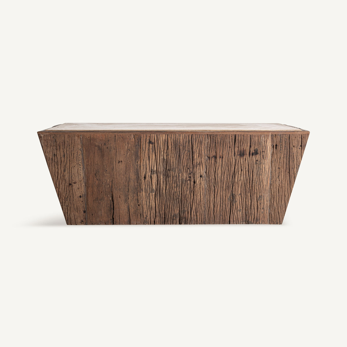 Mesa de centro Merkem — Madera recuperada marrón envejecido