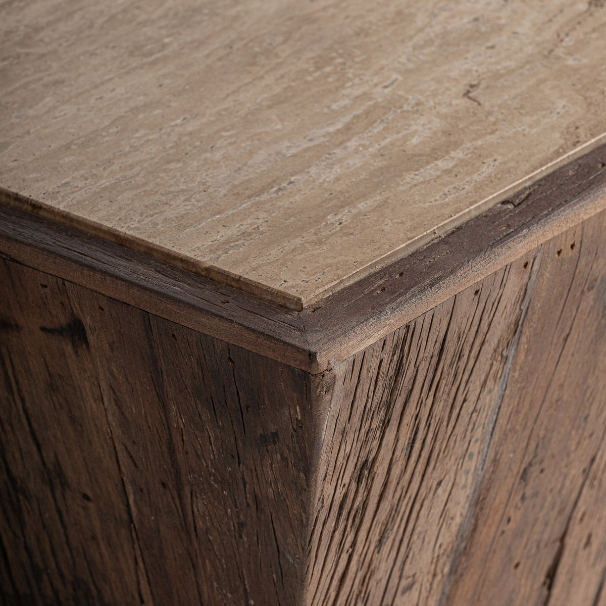 Mesa de centro Merkem — Madera recuperada marrón envejecido