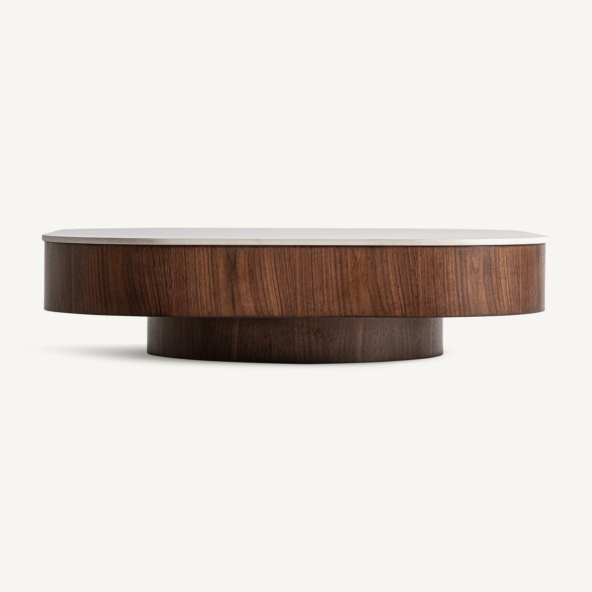 Mesa de centro Neufs — Mármol sintético blanco veteado brillo