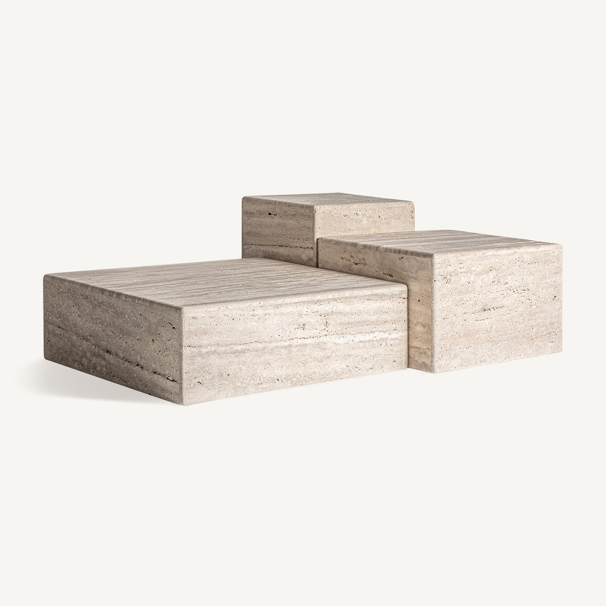 Mesa de centro Rapolano — Travertino beige mate