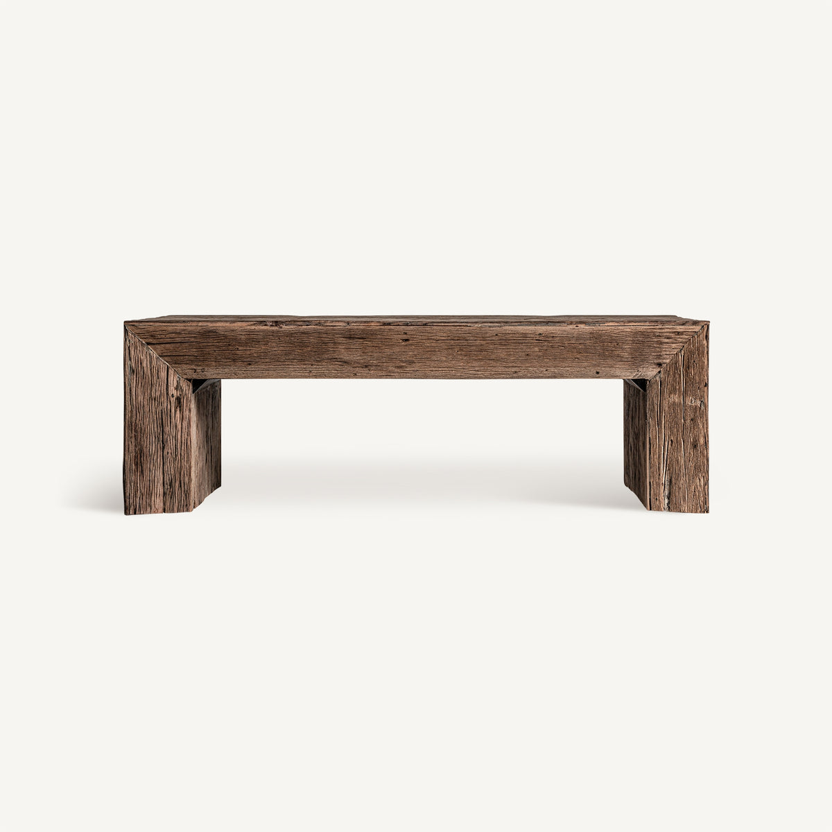 Mesa de centro Samsun — Madera de pino reciclado marrón envejecido