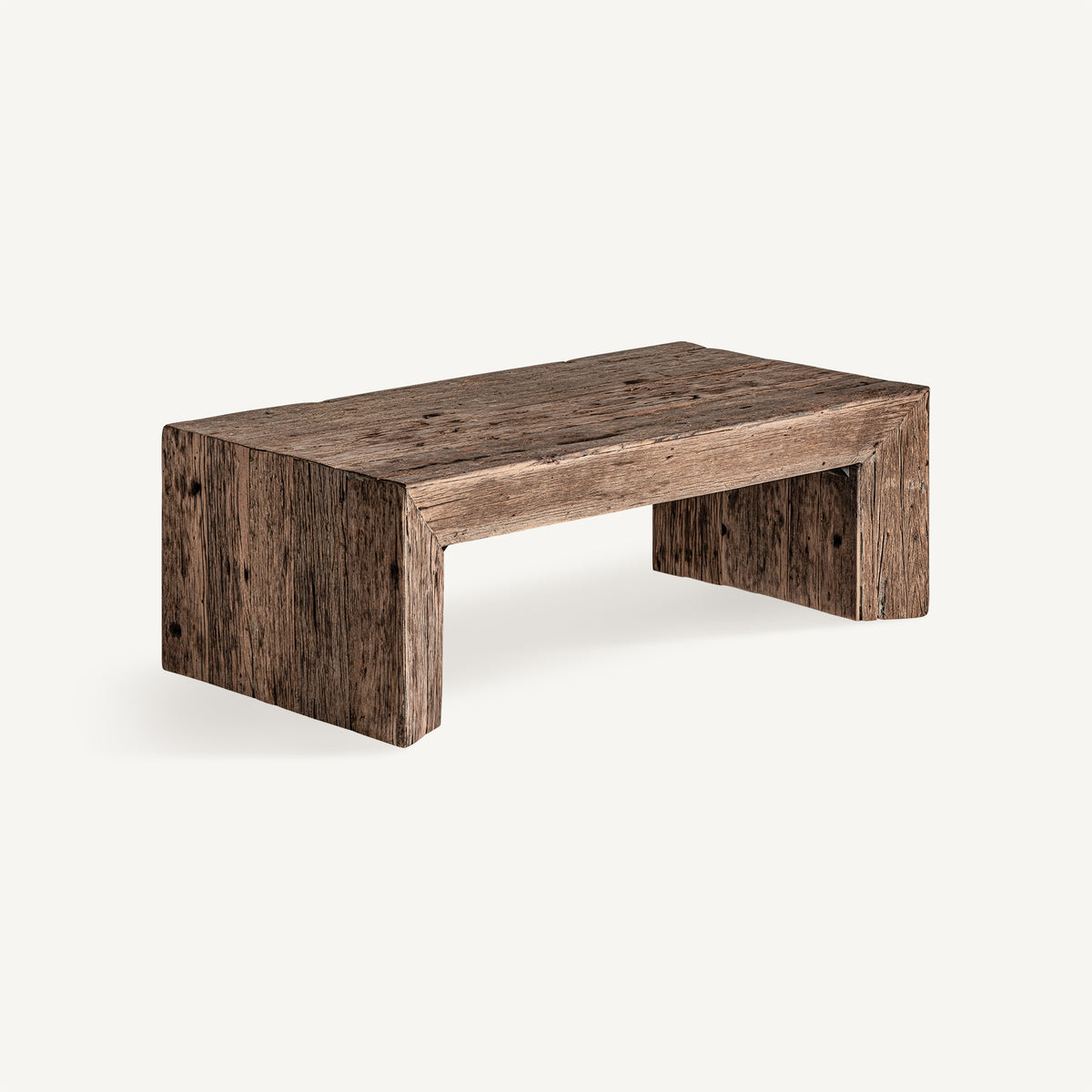 Mesa de centro Samsun — Madera de pino reciclado marrón envejecido