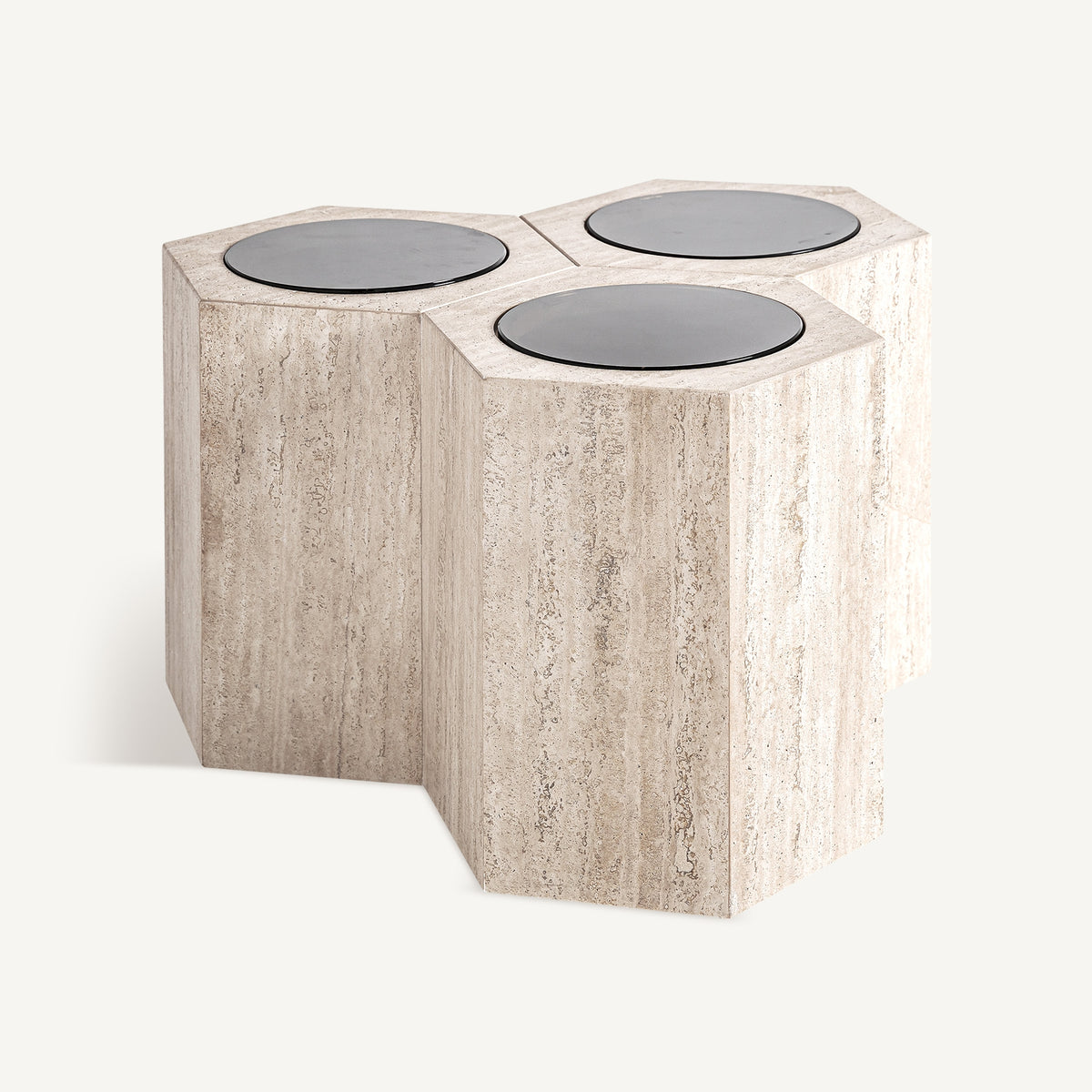 Mesa de centro Thiennes — Travertino marrón claro