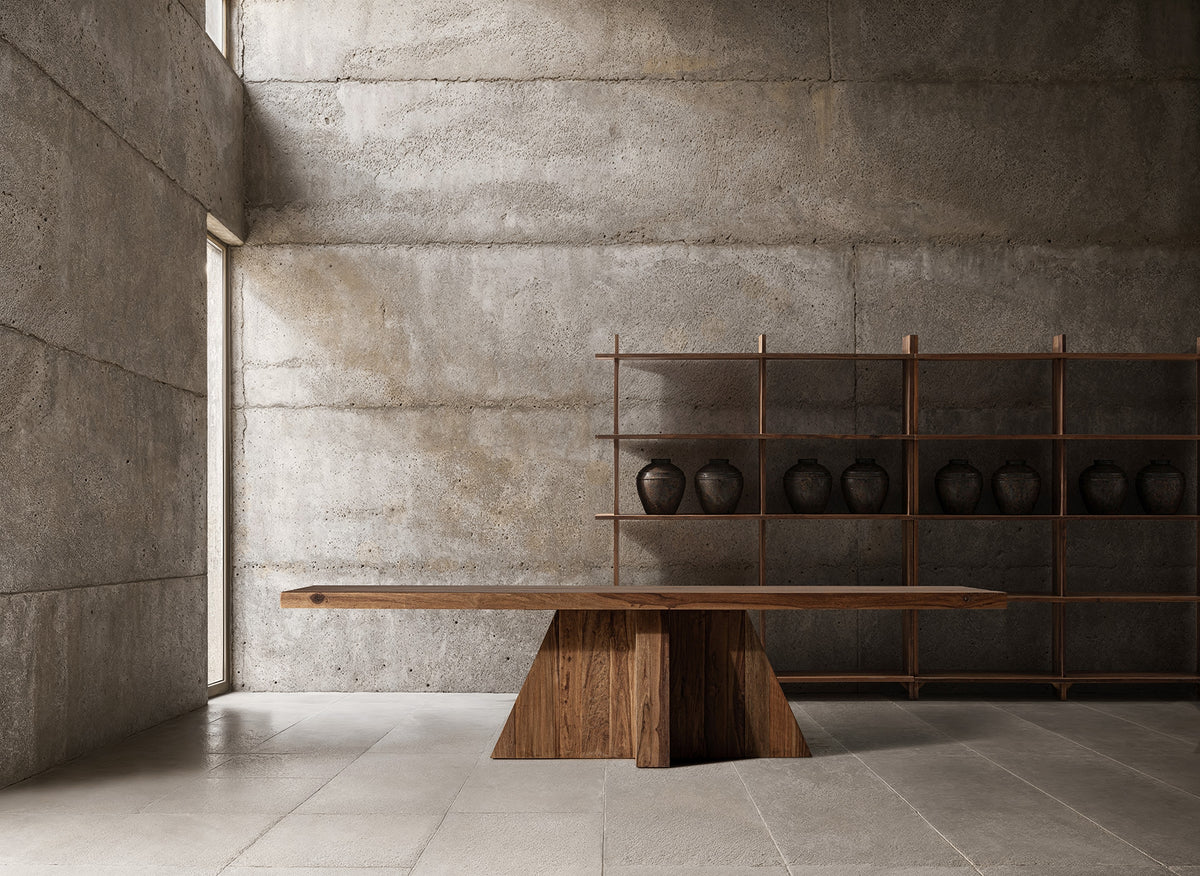Mesa de comedor Brutalist — Madera de sal marrón teñido