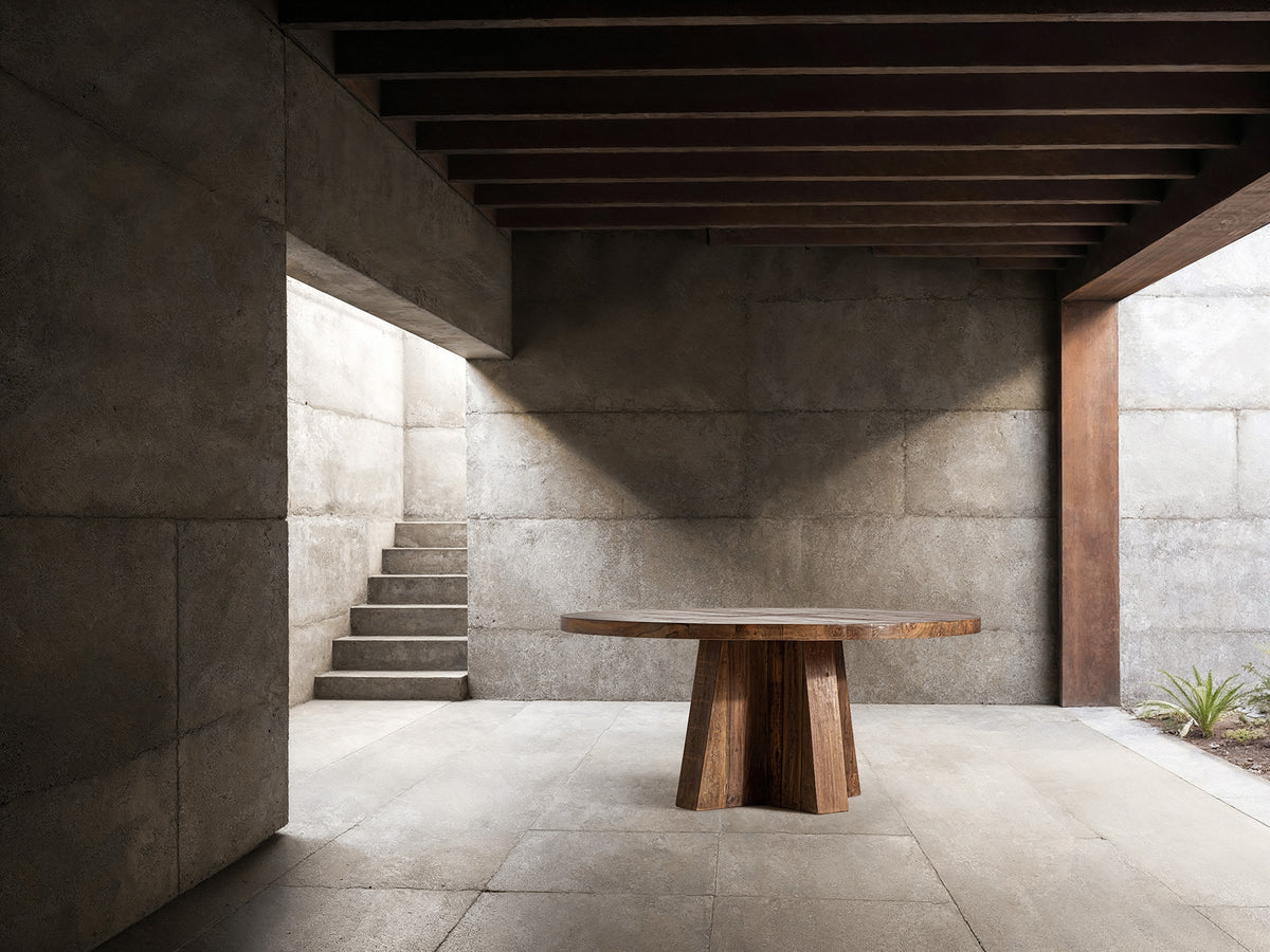 Mesa de comedor Brutalist — Madera de sal marrón teñido