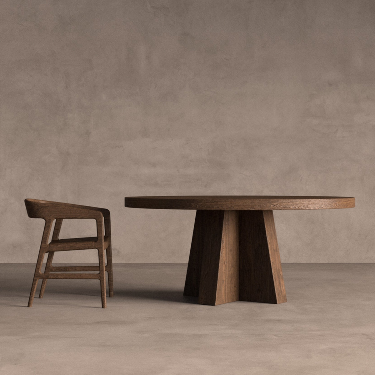 Mesa de comedor Brutalist — Madera de sal marrón teñido
