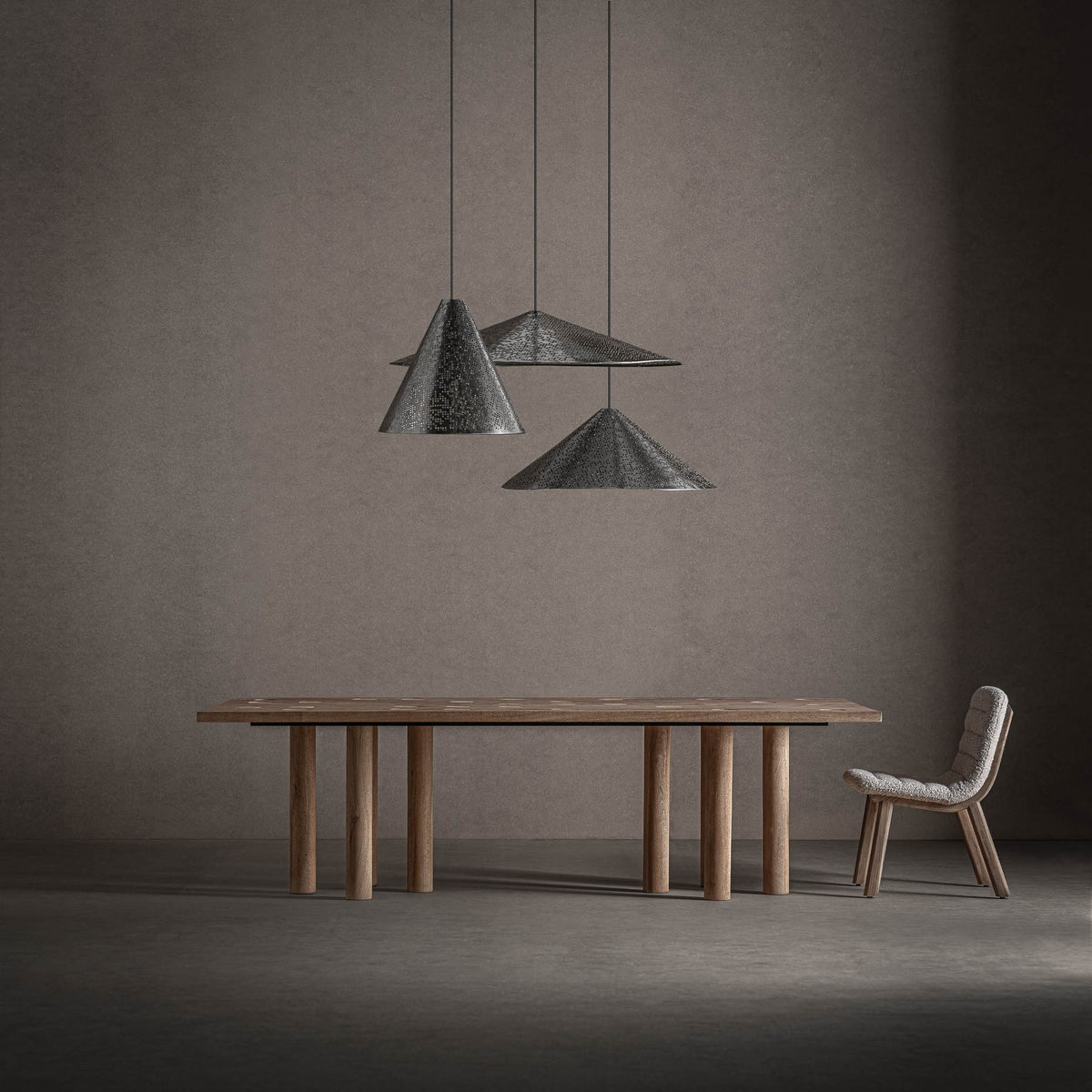 Mesa de comedor Jacquard — Madera de mango marrón claro