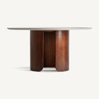 Mesa de comedor Lherm — Porcelánico blanco mate
