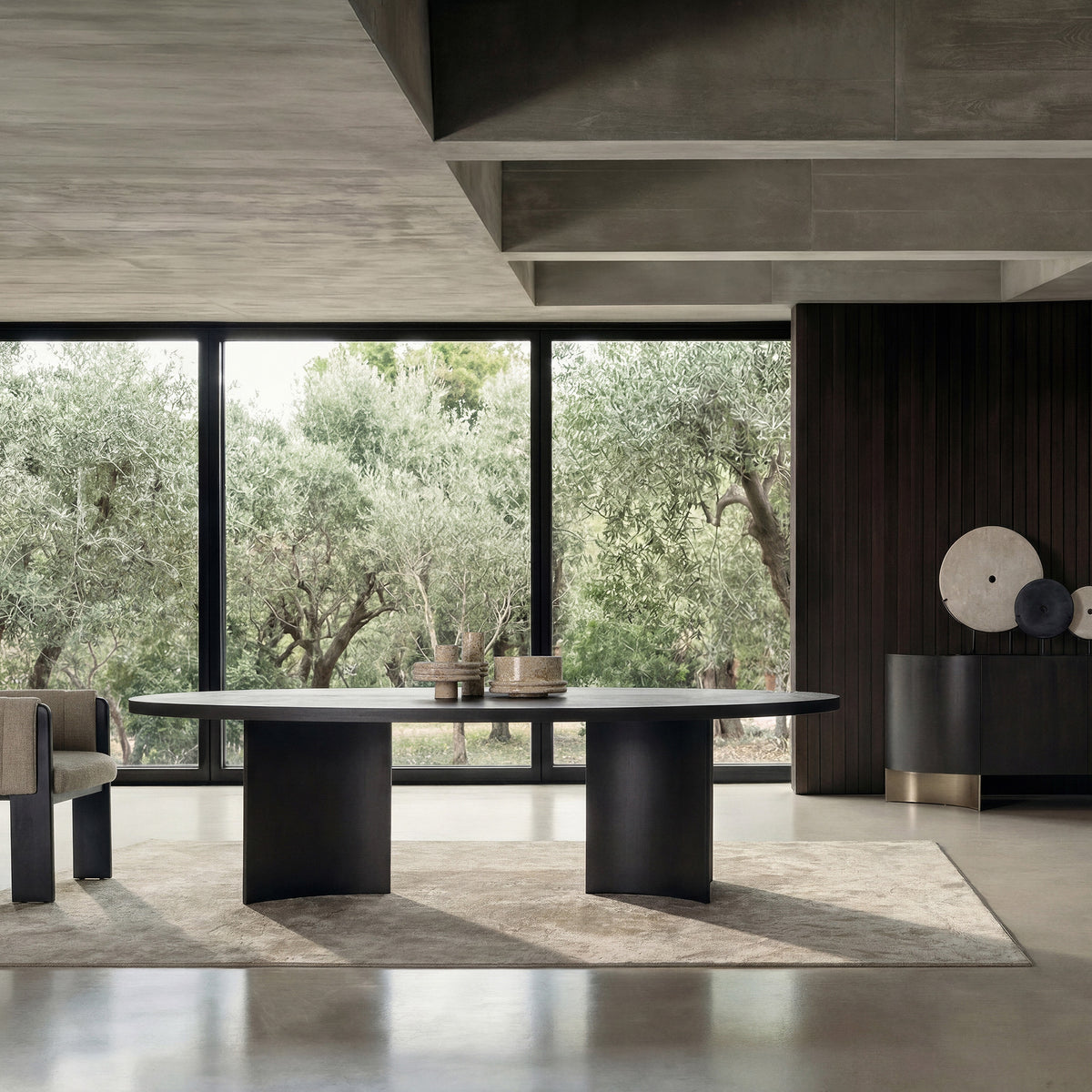 Mesa de comedor Neuvic — Chapa de roble marrón