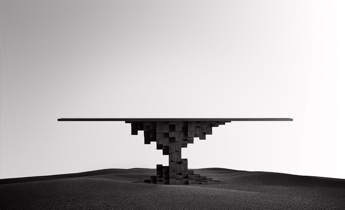 Mesa de comedor Pètria — Madera de mango negro arenado
