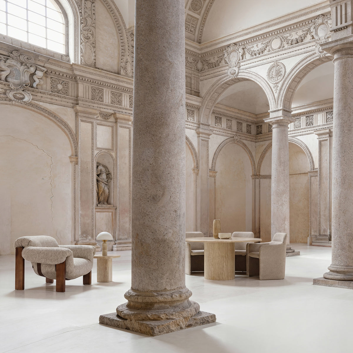Mesa de comedor Thiennes — Travertino beige