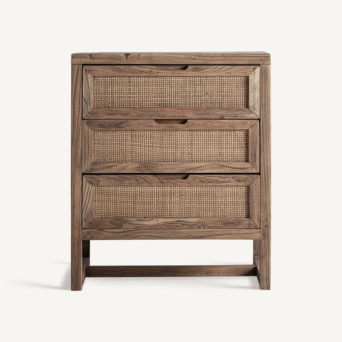Mesita de noche Byremo — Madera de olmo marrón