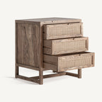 Mesita de noche Byremo — Madera de olmo marrón