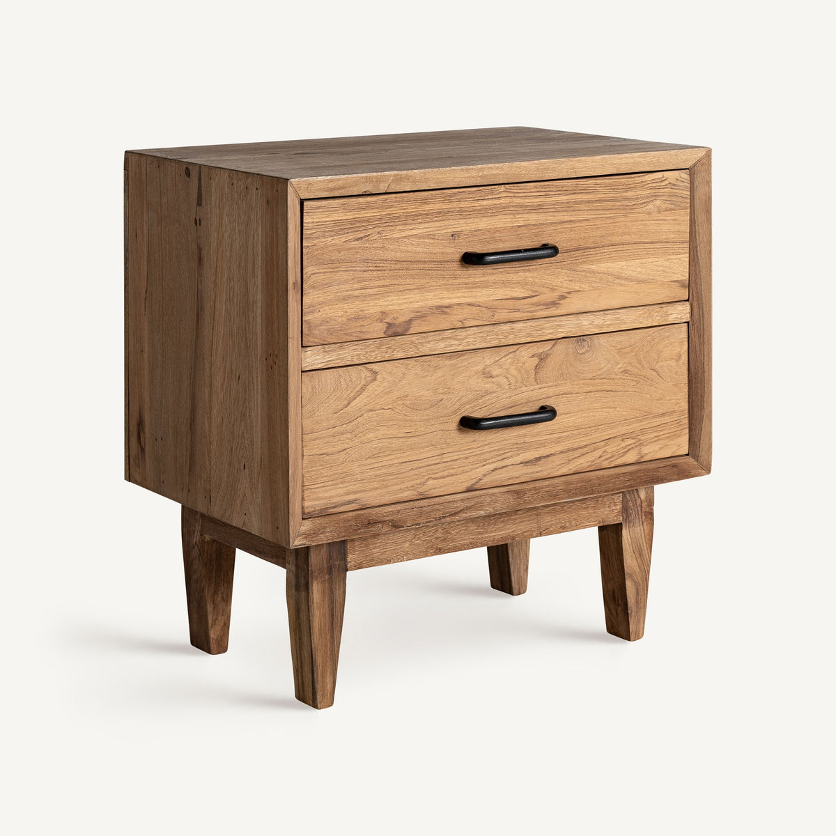 Mesita de noche Cotard — Madera recuperada marrón natural