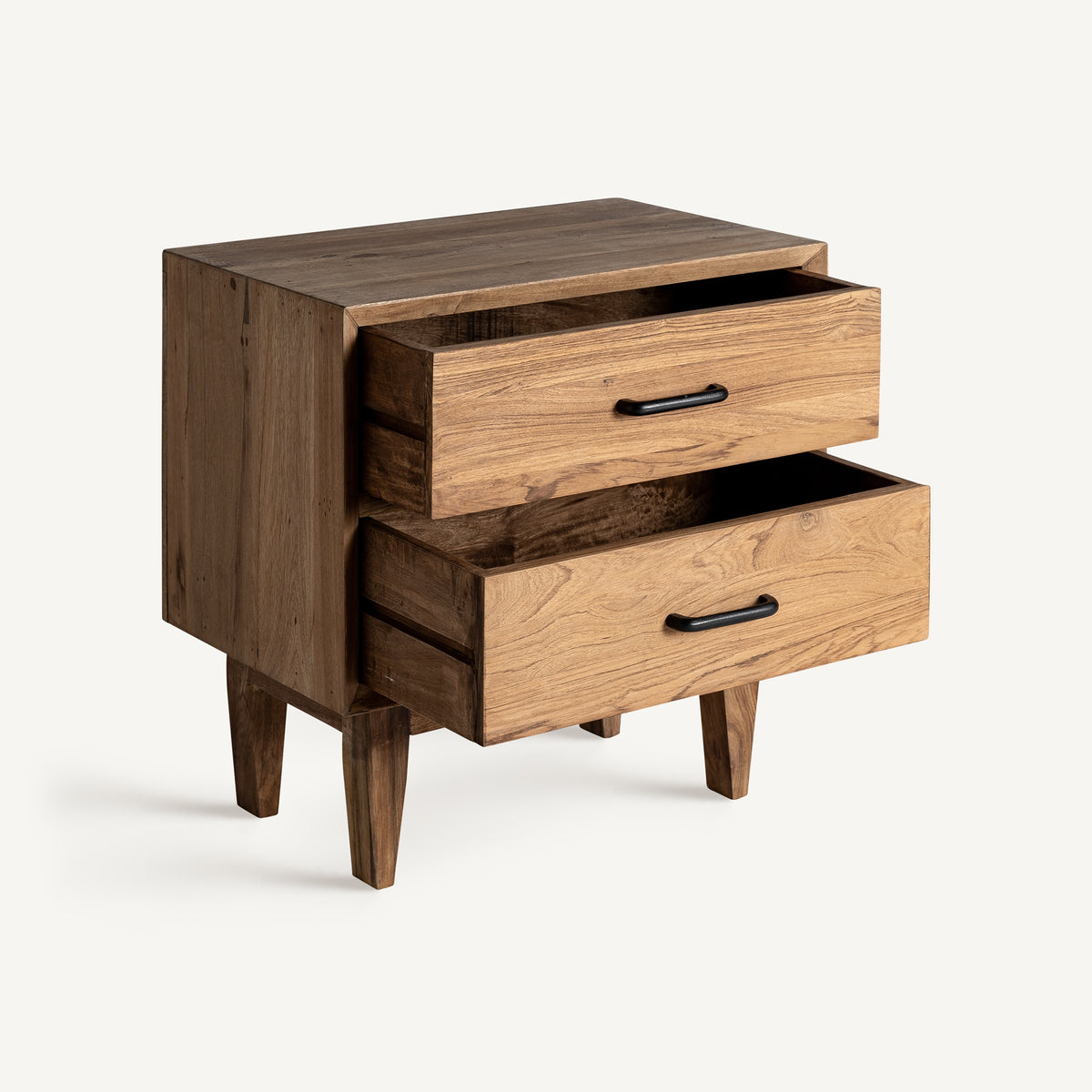 Mesita de noche Cotard — Madera recuperada marrón natural