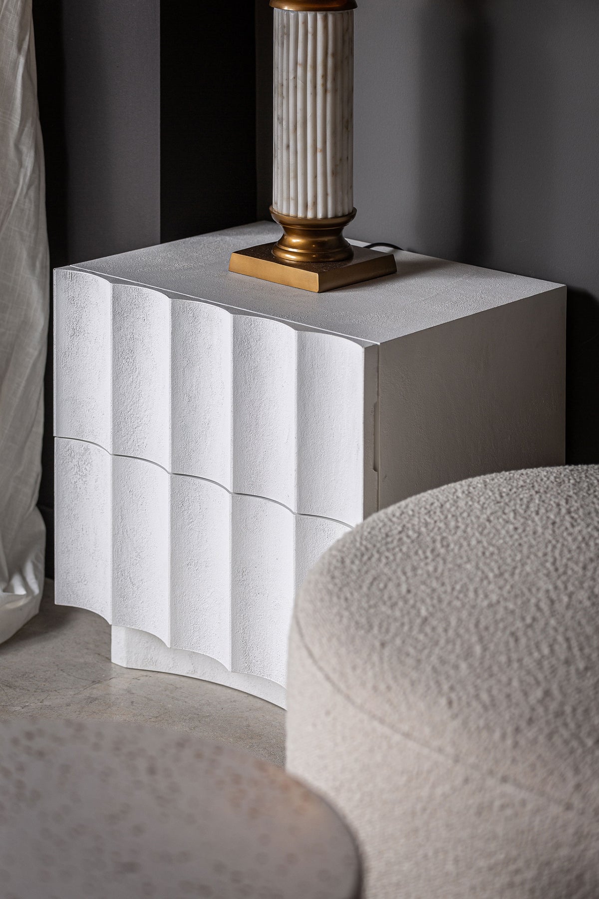 Mesita de noche Mulcey — Madera dm blanco desgastado