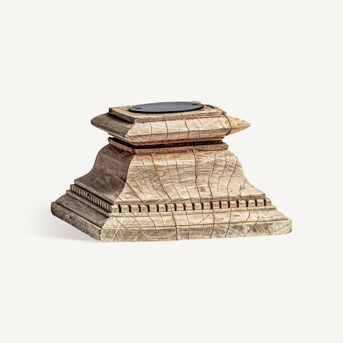 Portavela Dhobley — Madera de teca marrón claro tallado