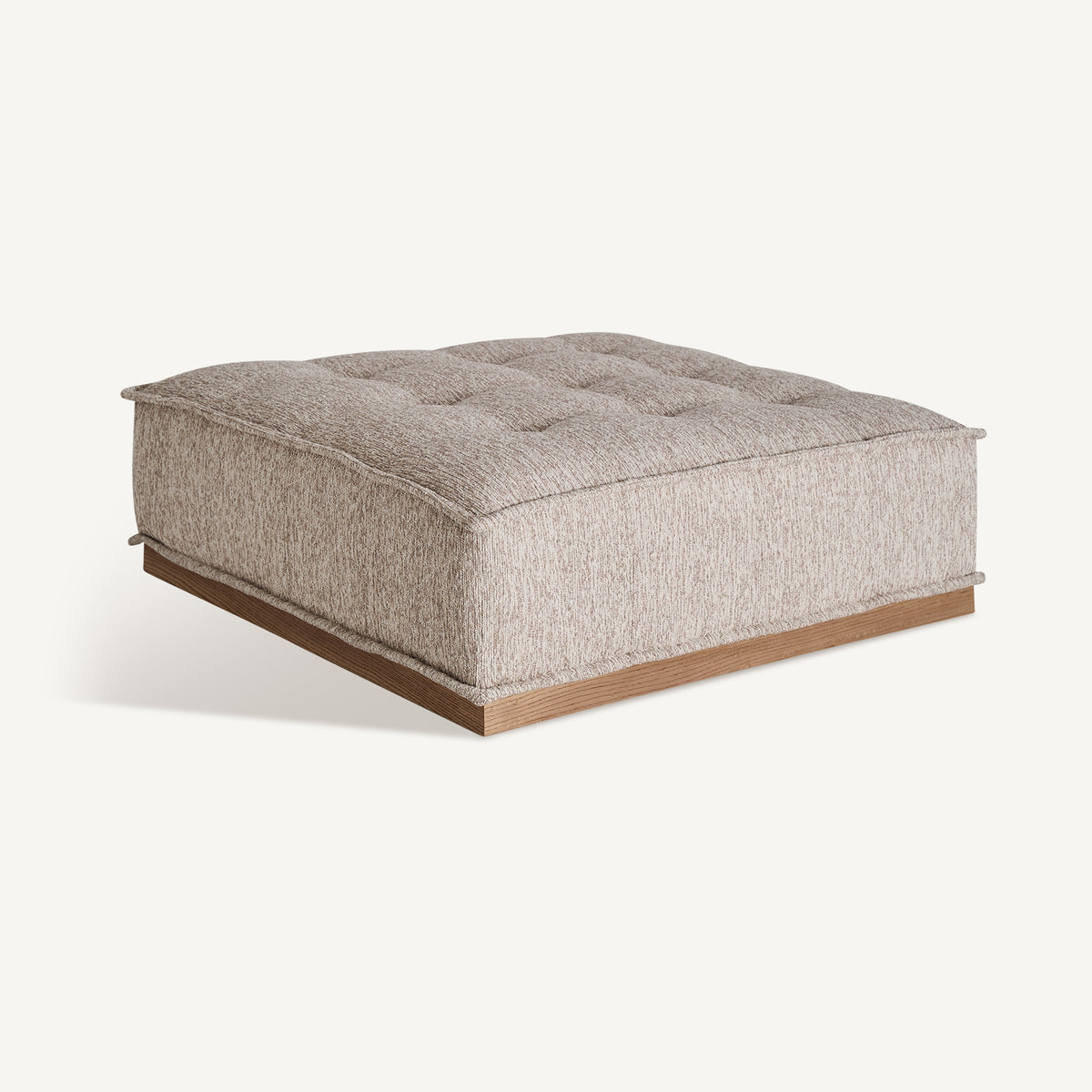 Puf Vittel — Poliéster beige jaspeado