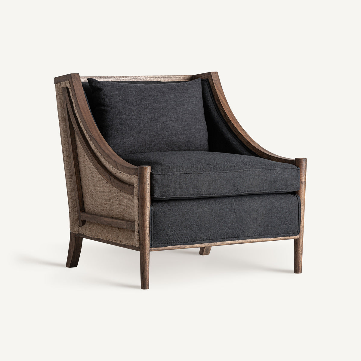 Sillón Seyches — poliéster azul petroleo