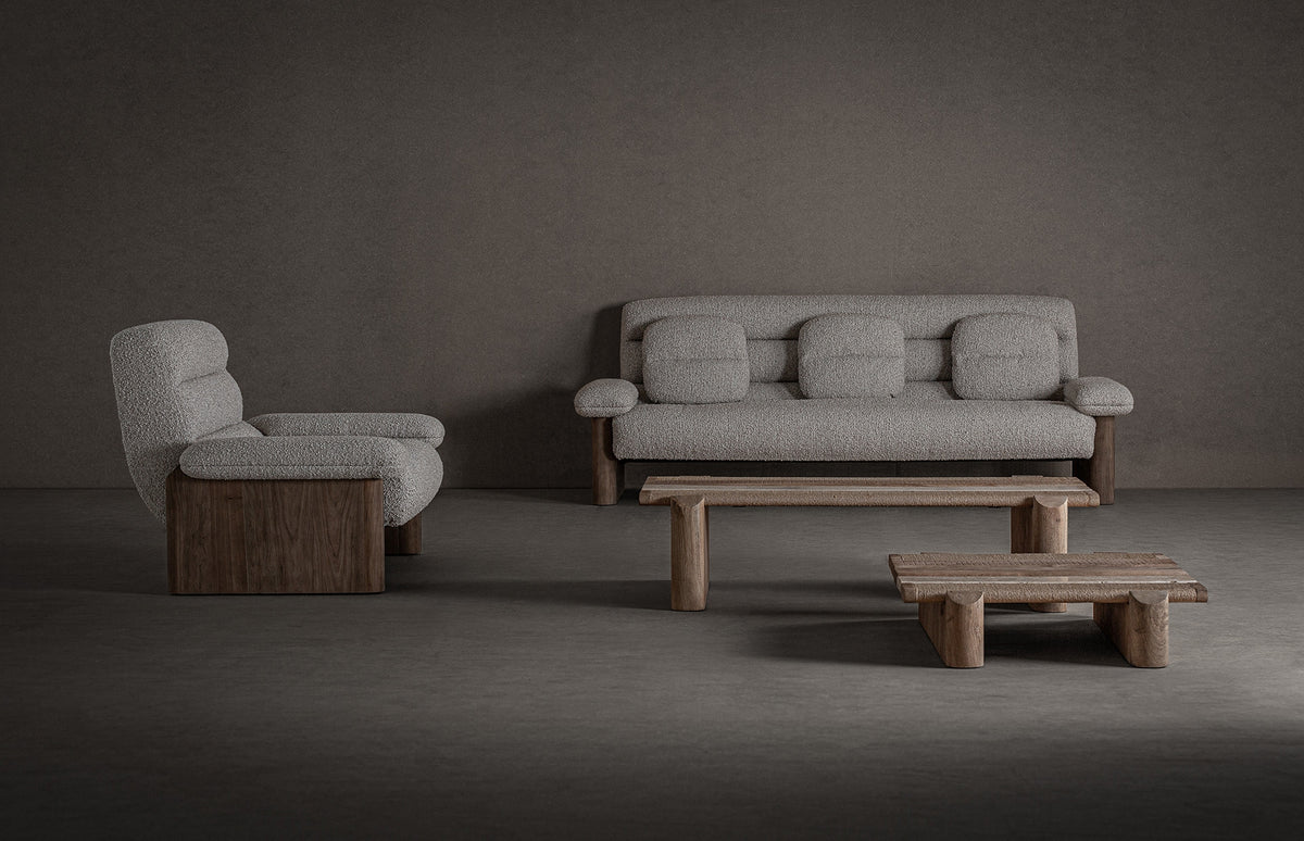 Sofá Jacquard — Madera de olmo marrón