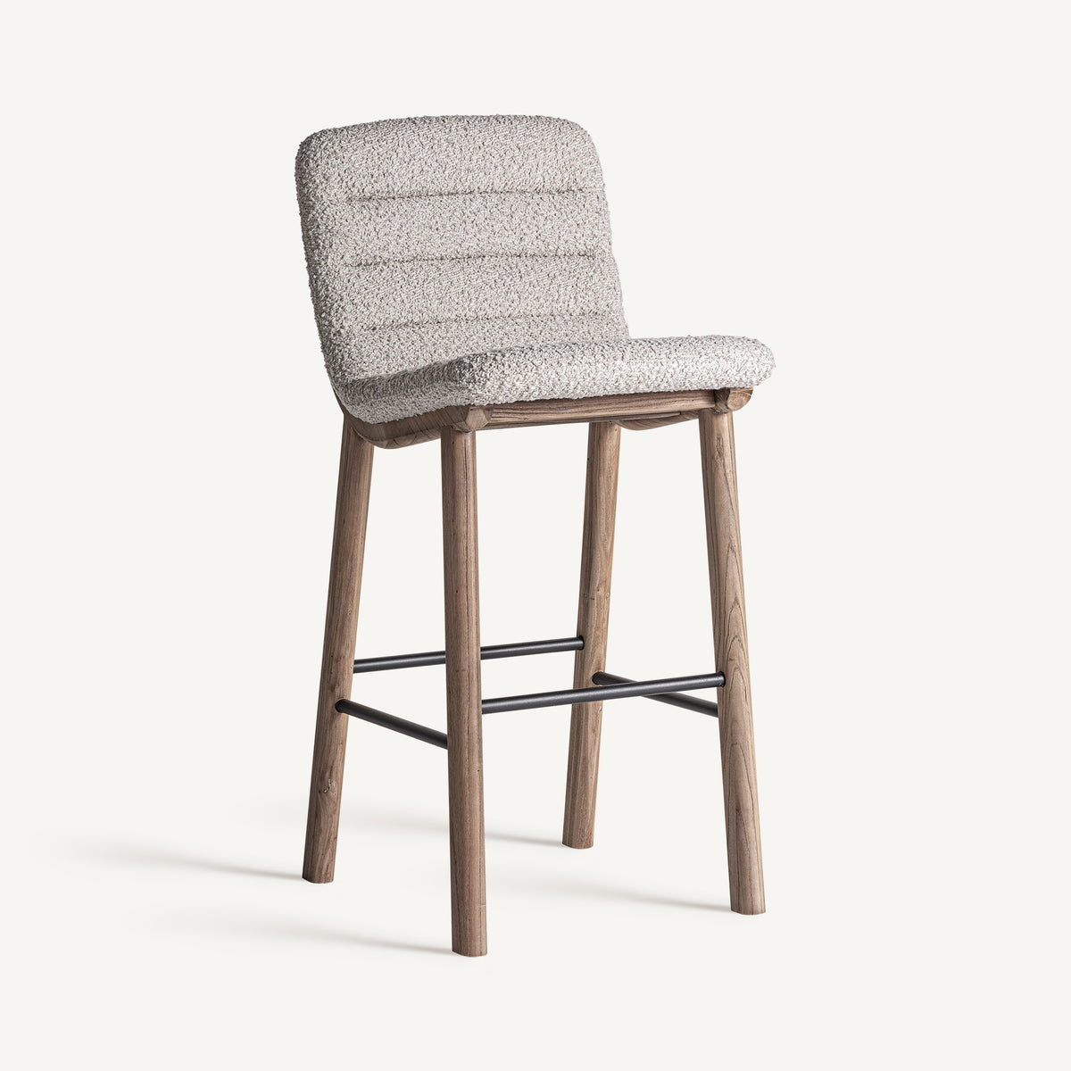 Taburete Jacquard — Madera de olmo marrón claro