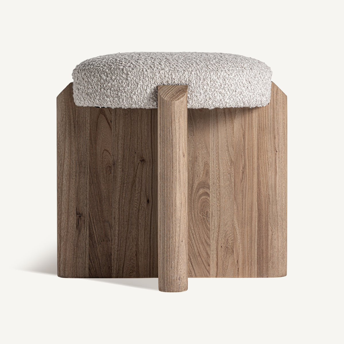 Taburete Jacquard — Madera de olmo marrón claro