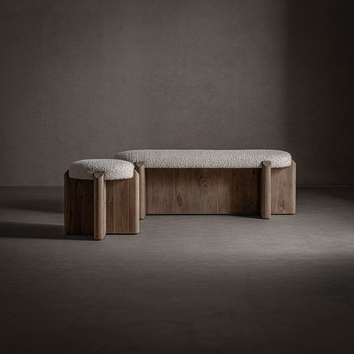 Taburete Jacquard — Madera de olmo marrón claro