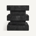Taburete Vievy — Madera de pino reciclado negro