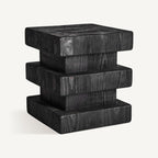 Taburete Vievy — Madera de pino reciclado negro