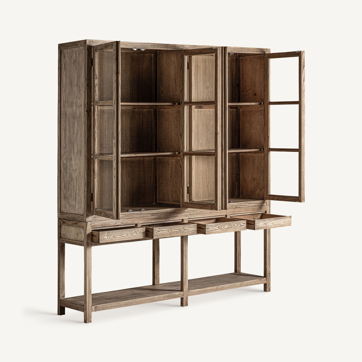 Vitrina Masein — Madera de olmo marrón claro